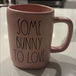 RAE DUNN Matte Pink & Black “Some Bunny to Love' Ceramic Mug… NWOT